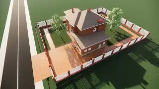 3D анимация облёта камерой загородного дома: Revit 2019 + плагин Enscape. (3D walkthrough).