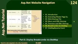 Website Navigation | Part 6 - Breadcrumbs via SiteMapPath | Asp Net Tutorial #124