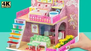 DIY Miniature Cardboard House #41 - Build Pink Mini Villa House From Cardboard | Cardboard World