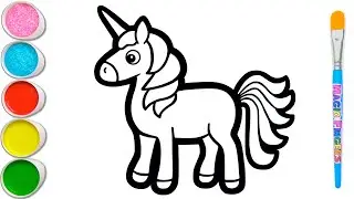 Unicorn with Rainbow Drawing, Painting and Coloring for Kids & Toddlers | Simple Paintings 
