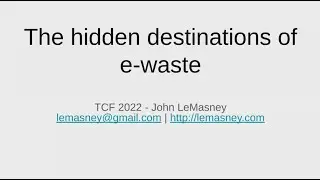 Considerations in Recycling Electronic Waste - TCF2022, track 1