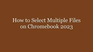 How to Select Multiple Files on Chromebook 2023