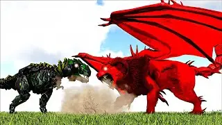 GRIMLOCK BIONIC T-REX BOSS VS ALPHA MANTICORE & BROODMOTHER PF BOSS (ARK SURVIVAL EVOLVED BATTLE)