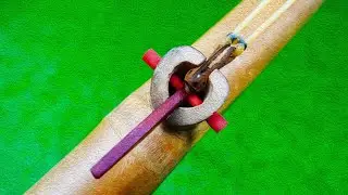 Make a simple slingshot trigger from bamboo, use it for defense