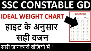 SSC GD Weight And Height Ratio Age-Wise chart In Hindi !उचाई के हिसाब से वजन कितना चाहिए !Full chart