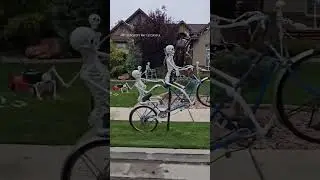 Skeleton crew takes over front yard of home as part of elaborate Halloween decorations