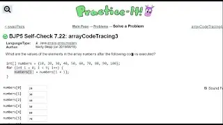 Java Practice It   |   Self-Check 7.22: arrayCodeTracing3   |   arrays, syntax, array basics