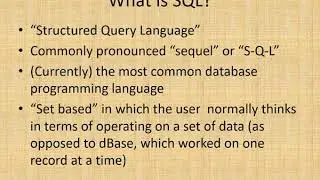 Why Sql?