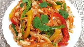 Хе из вареной куриной грудки по-корейски! Простой и вкусный рецепт!