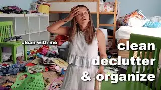 DEEP CLEAN AND ORGANIZE MY KIDS ROOM | Clean, declutter & organize my kid's room | all day cleaning🧽