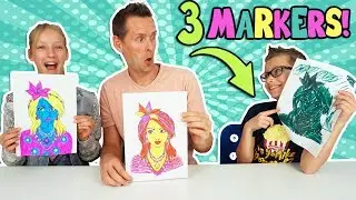 3 MARKER CHALLENGE w/ our DAD!!! Part 2