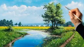 👍 Acrylic Painting - Spring Landscape / Easy Art / Drawing Lessons / Satisfying Relaxing / Акрил