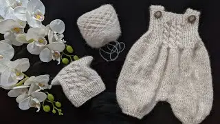 Шапочка и комбинезон.  Детский комплект. Часть 2. Процесс вязания.