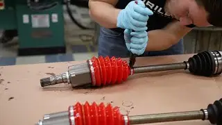 Installing high angle silicone CV axle boots for Toyota axles on Subaru axles!