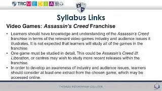 Introduction to Video Games and Assassin's Creed