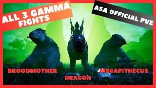 ARK ASA Official PVE: All 3 Gamma Boss Fights! Broodmother - Megapithecus - Dragon (The Island)