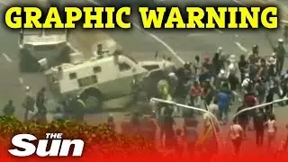 Venezuela Coup: armoured truck runs over pro-Guaido protesters