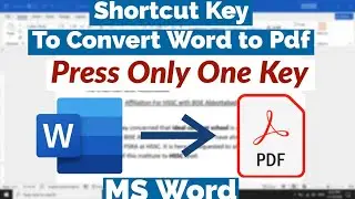 Shortcut Key to convert Word to Pdf in MS Word | MS Word to Pdf Shortcut Key | Docx to Pdf Shortcut