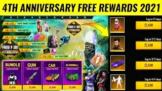 Free Fire 4th Anniversary Event | How To Claim 4th Anniversary Free Rewards | FF Anniversary 2021