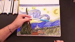 How to draw van Gogh's, Starry Night.