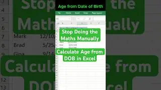 Calculate Age from Date of Birth in Excel