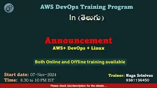 Announcement#1 | AWS SAA & DevOps 07-Nov-2024 batch | Cloud Computing In Telugu