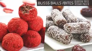 Healthy Bliss Balls / Energy Bites - Strawberry & Caramel Flavor (no bake, vegan, paleo)