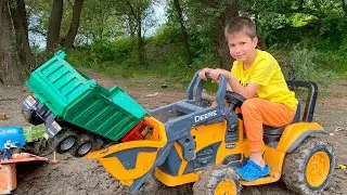 Darius Plays with Tractors in mud helping people and learns road rules | Kids adventures