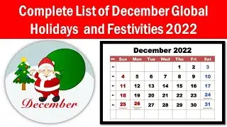 Top 16 December Global Holidays 2022 | December Global Holidays List 2022 | December Holidays 2022