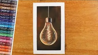 Glowing Bulb Drawing / Easy Oil Pastel Drawing for Beginners / step by step oil pastel painting