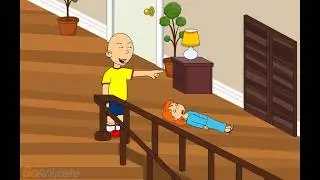 Caillou pushes Rosie down the stairs/grounded