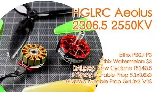 HGLRC Aeolus 2306.5 2550KV freestyle FPV brushless motors on 4S : Thrust & Efficiency on 5