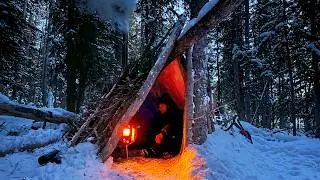 3 Days SOLO SURVIVAL in Winter Shelter | -20° Camp in Bushcraft Cabin Build