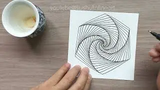 一看就会六边形悖论Easy Abstract Drawing / Overlapping 3D Line Illusion #drawing#art#paradox