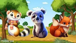 Cute little animals making funny sounds: fox, koala, weasel, baboon