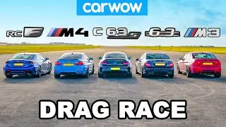 BMW M4 v AMG C63 S vs Lexus RC F v old M3 & C63: DRAG RACE