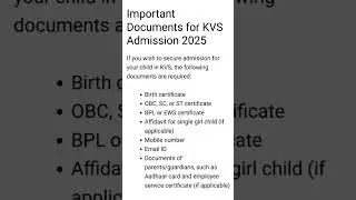 Important document for kendriya vidyalaya admission 2025 class 1-12 #kendriy #केंद्रीय #rteadmission