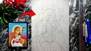 Saraswati Devi Drawing , Abstract Drawing,  Outline Tutorial 😍