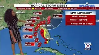 Tropical Storm Debby to strengthen into Category 1 hurricane