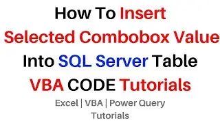 VBA Selected Combobox Value Insert Into SQL Server