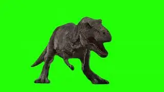 Dinosaurs Are Running and Rampaging Green Screen