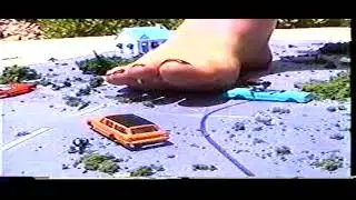 Tall BBW Giantess flattens tiny toy cars part 3