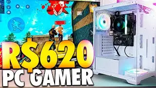 MONTEI UM PC GAMER BARATO DE R$620 PRONTO PRA JOGOS RODA FREE FIRE, VALORANT, GTA V E MAIS...