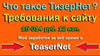 Мой заработок в Teasernet за всё время (что это такое, требования к сайту)