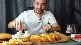 МУКБАНГ БУРГЕР 🍔 ПИЦЦА 4-Х ЭТАЖНАЯ 🍕 ХИНКАЛИ 🥟 / ОБЖОР EATING Mukbang / ASMR АСМР