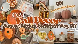 FALL🍂DECORATE WITH ME 2024 //FALL KITCHEN DECOR IDEAS// TERRACOTTA DIY PUMPKINS #falldecor