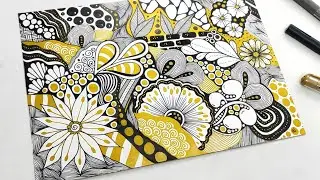 Three Color Zentangle Art | Creative & Relaxing Doodle Design