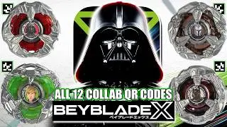 QR ALL 12 COLLAB STAR WARS MARVEL TRANSFORMERS BEYBLADE X QR CODES Hasbro Beyblade X App