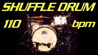 Shuffle Drum 110 bpm. Drum Track for Blues or Booguie. Shuffle Drum Beat. Swing Drum.