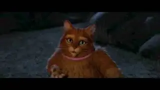 Puss cute face and donkey in shrek forever after